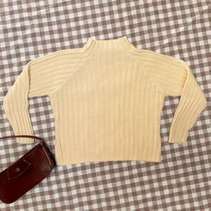 Vintage 1990s Herman Geist Pale Yellow Mock Turtleneck Sweater